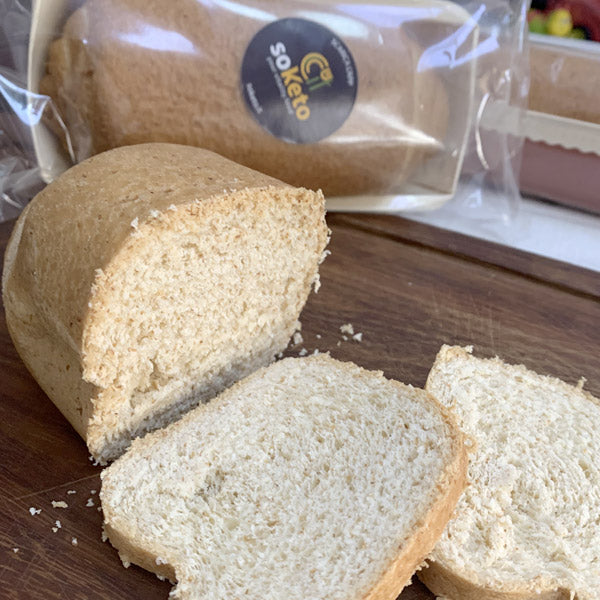 Pan Bauletto Keto Low Carb 12g Proteine 4.8g Carb per 100g - SOKETO Pane Proteico 28g Fibre Olio Cocco - Basso IG per Diabetici Tipo Sandwich - 250g