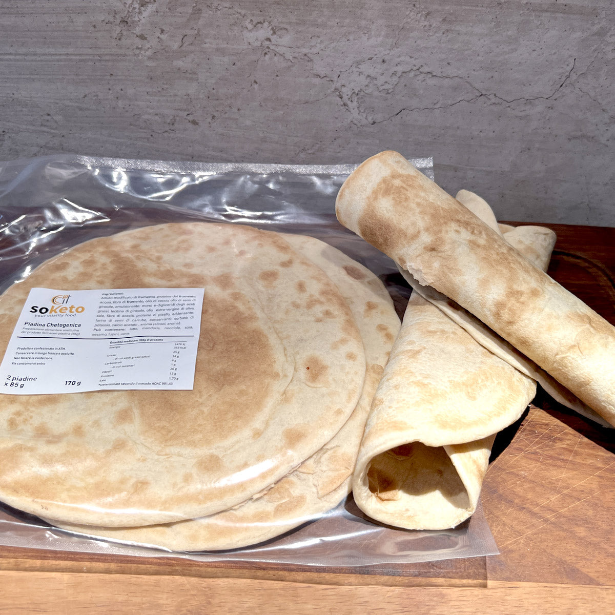 Piadina Low Carb Proteica 11g Proteine SOLO 6.8g Carbo per Piadina - Piada Keto 22.9g Fibre Olio Cocco - Per Wrap e Farciture Basso IG