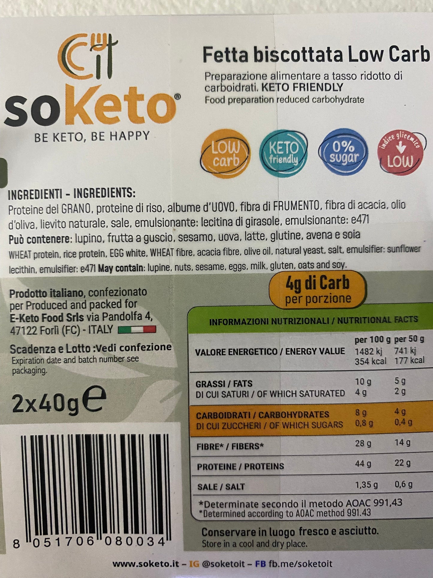 Fette Biscottate Keto Low Carb 0% di zuccheri