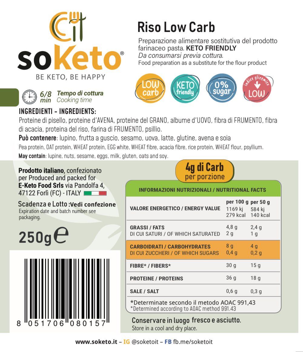 Riso low carb Cheto (250gr) - 2,5g carbo