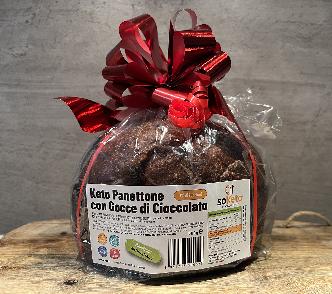 PREORDINA Panettone Artigianale Keto Low Carb - 500 gr con Gocce di Cioccolato (CONSEGNA DOPO 15 NOVEMBRE)