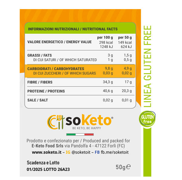Penne KETO SENZA GLUTINE 0 % zuccheri - 50gr
